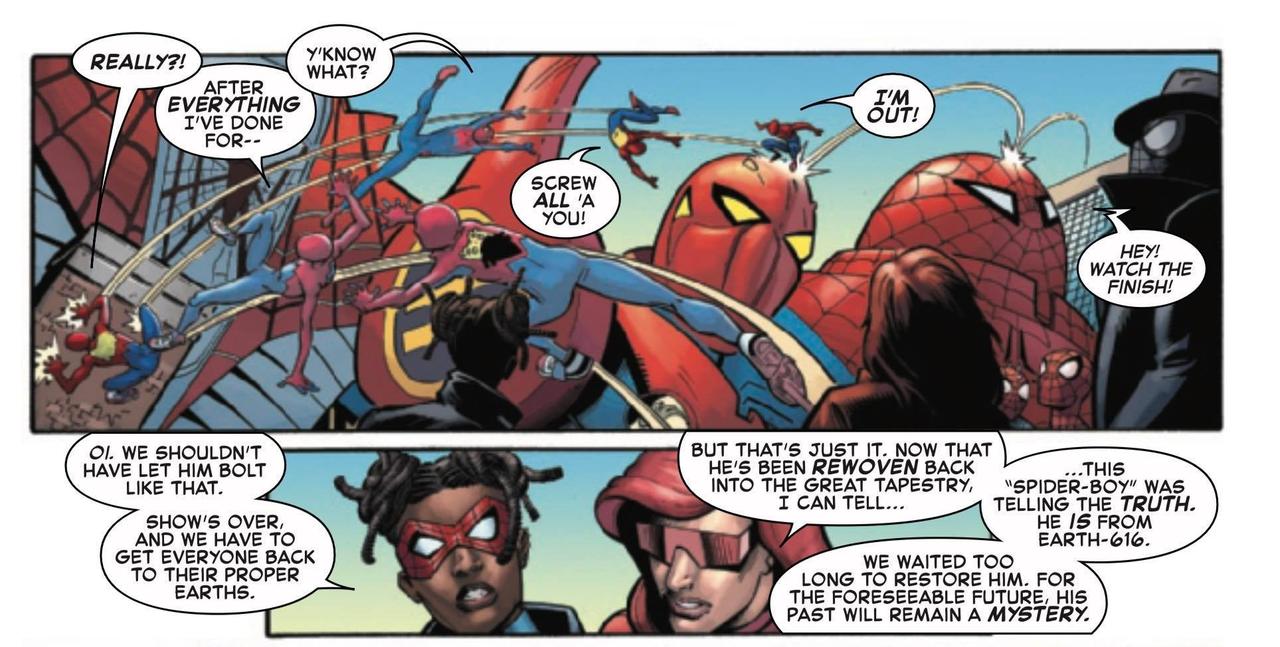 Spider-Boy angrily leaves (Spider-Man #7)