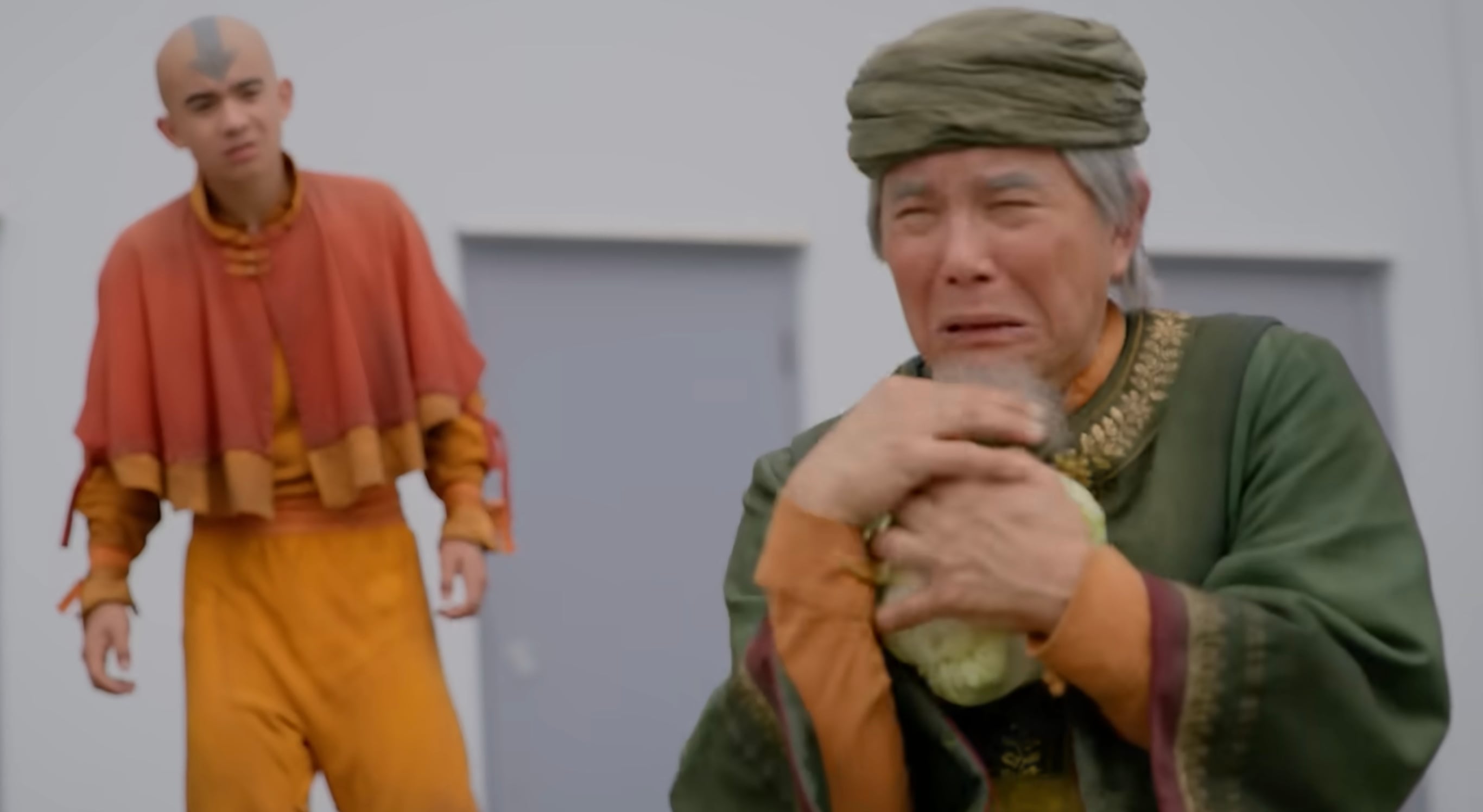 A still from the Avatar: The Last Airbender Cabbage Man mockumentary