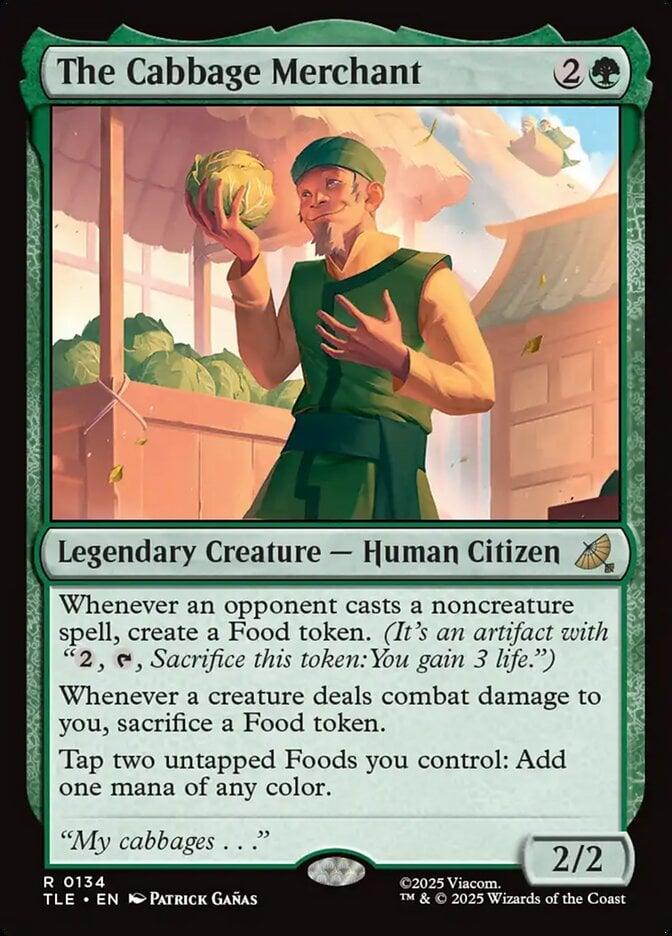 The Cabbage Merchant card from Magic: The Gathering's Avatar: The Last Airbender set