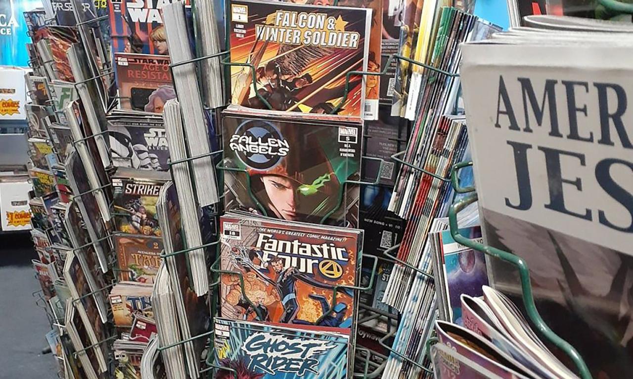 Inside a comic shop