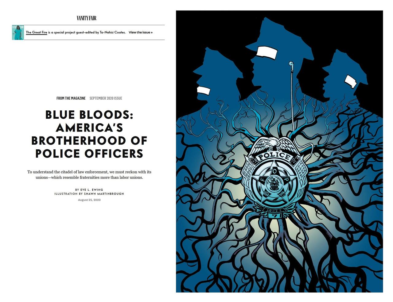 Screenshot image of an article titled Blue Bloods: America's Brotherhood of Police Officers