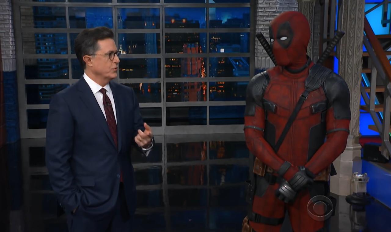 Ryan Reynolds shows up as Deadpool for the Late Show with Stephen Colbert