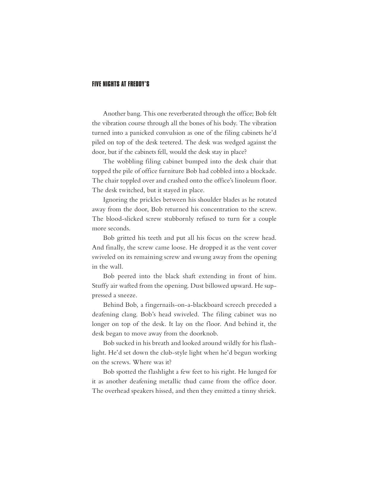 Interior novel page from Five Nights at Freddy's movie novelization