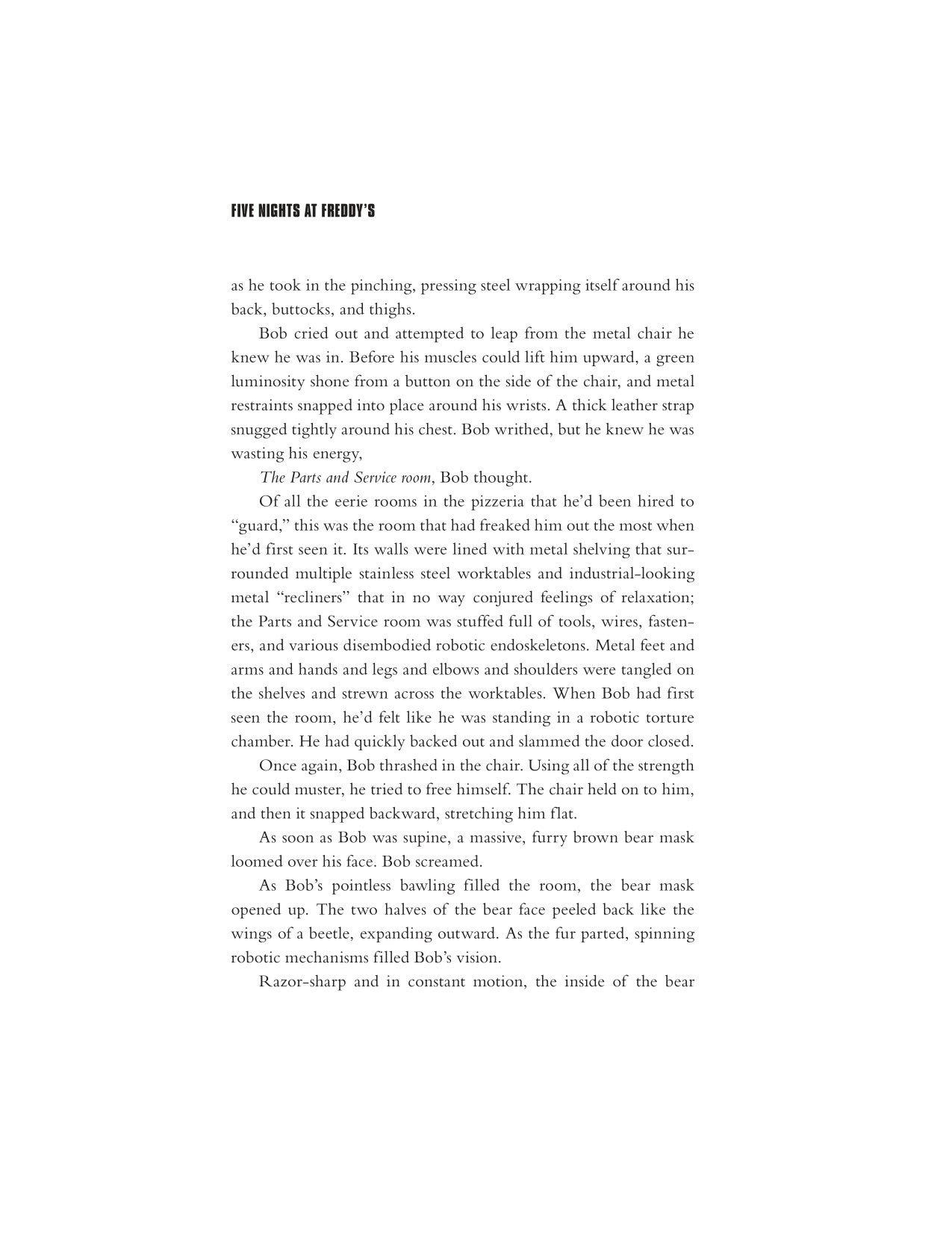 Interior novel page from Five Nights at Freddy's movie novelization