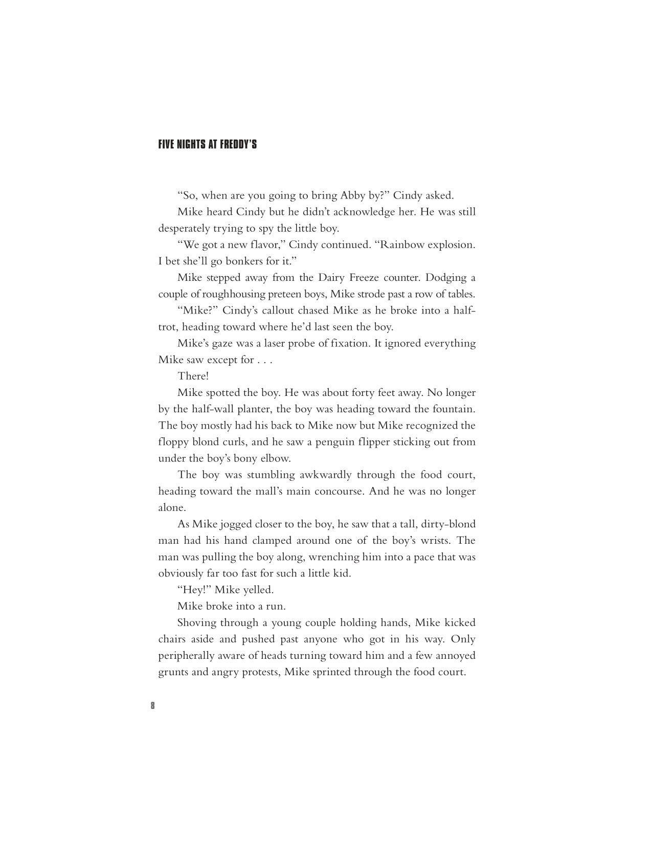 Interior novel page from Five Nights at Freddy's movie novelization