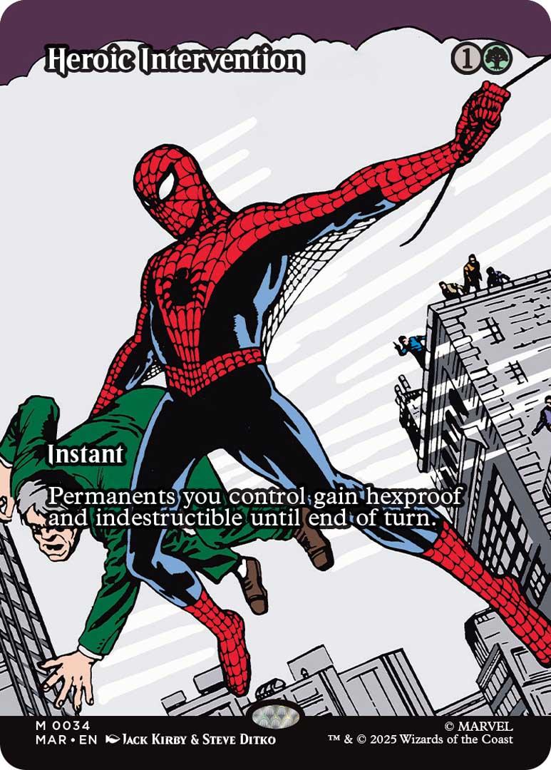 An image of the Heroic Intervention card from Magic: The Gathering x Marvel's Spider-Man