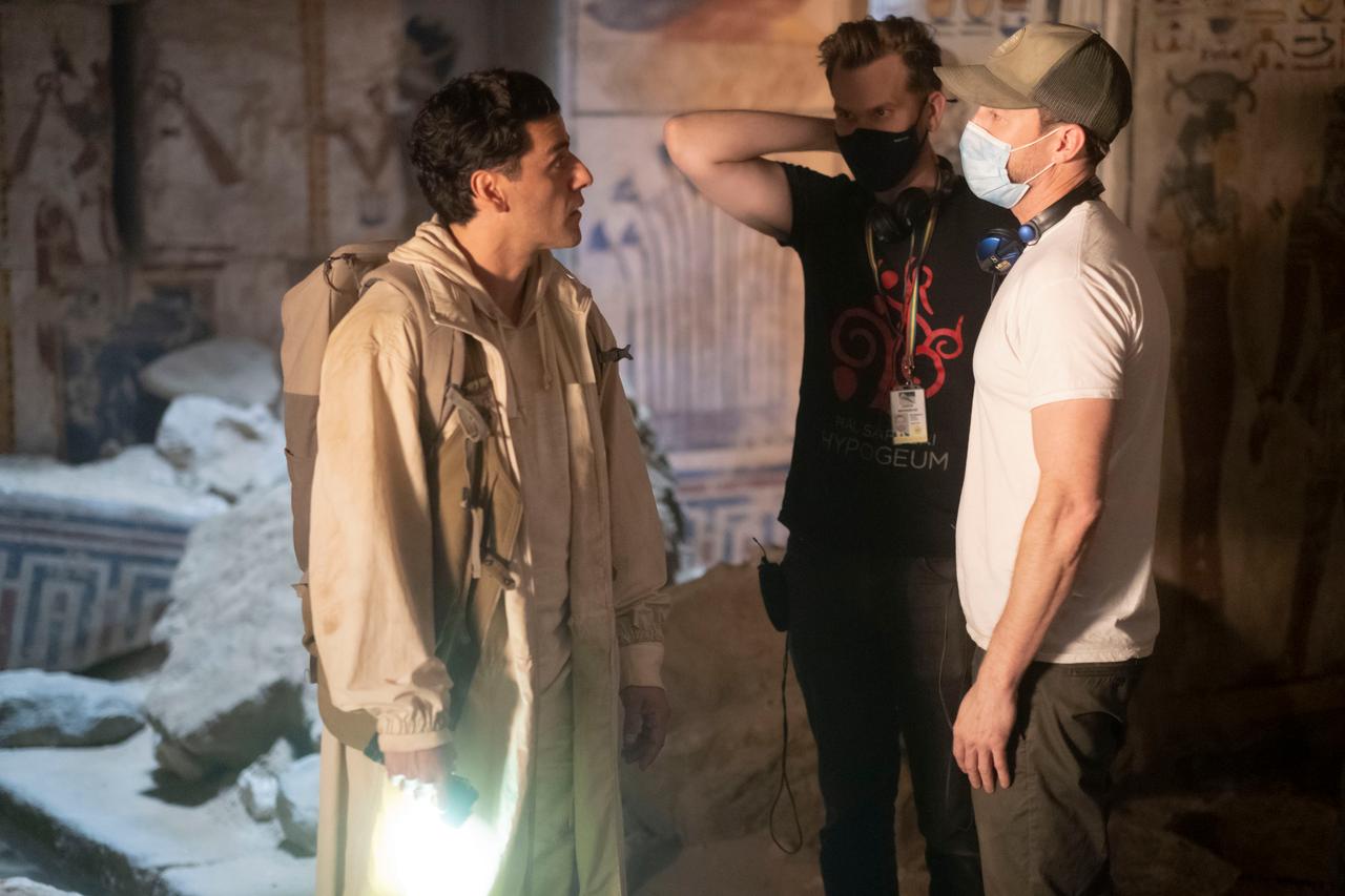 Oscar Isaac on the set of Moon Knight