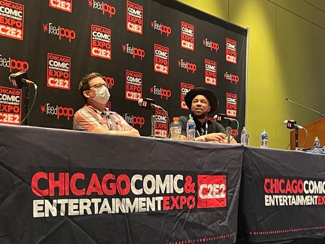 Ryan Browne and Victor Dandridge Jr. on a panel at C2E2