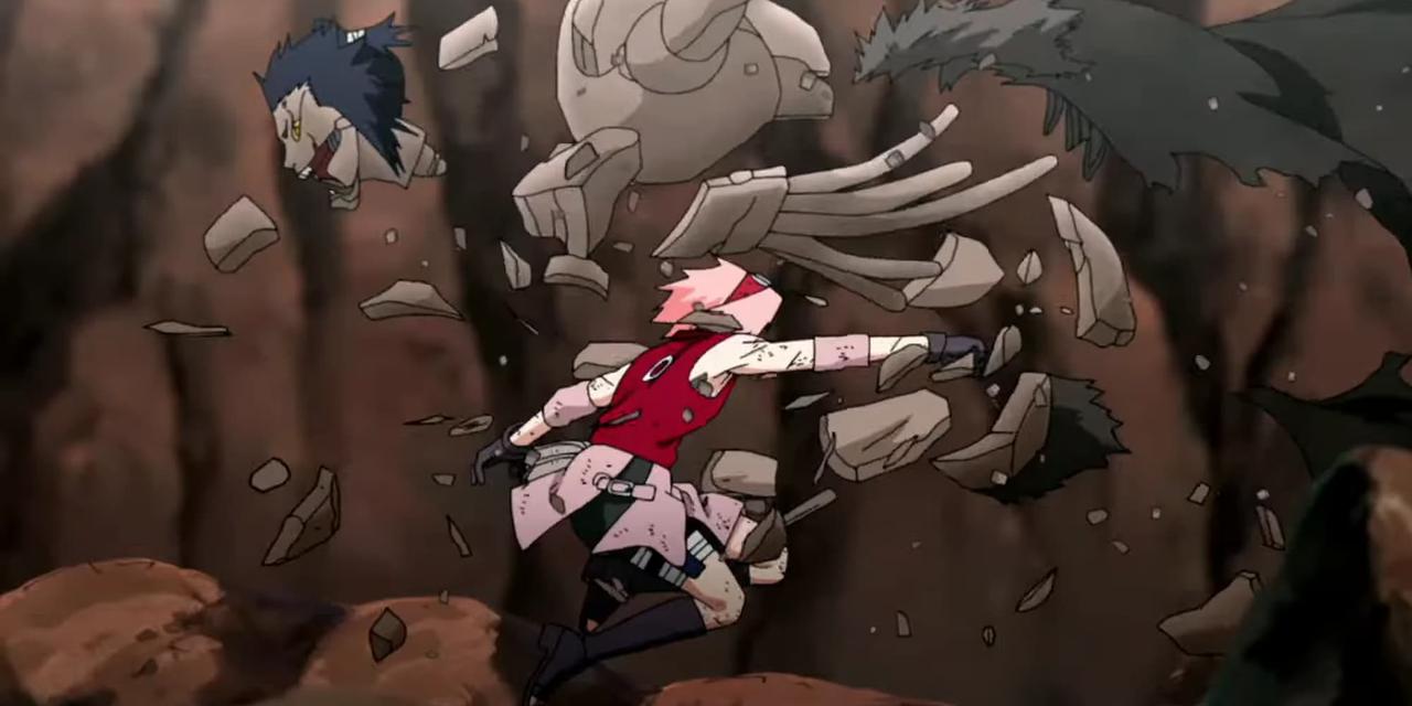 Sakura punching a puppet