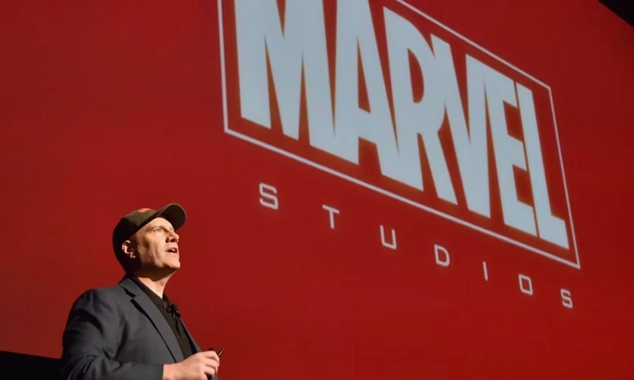 Kevin Feige and Marvel Studios logo