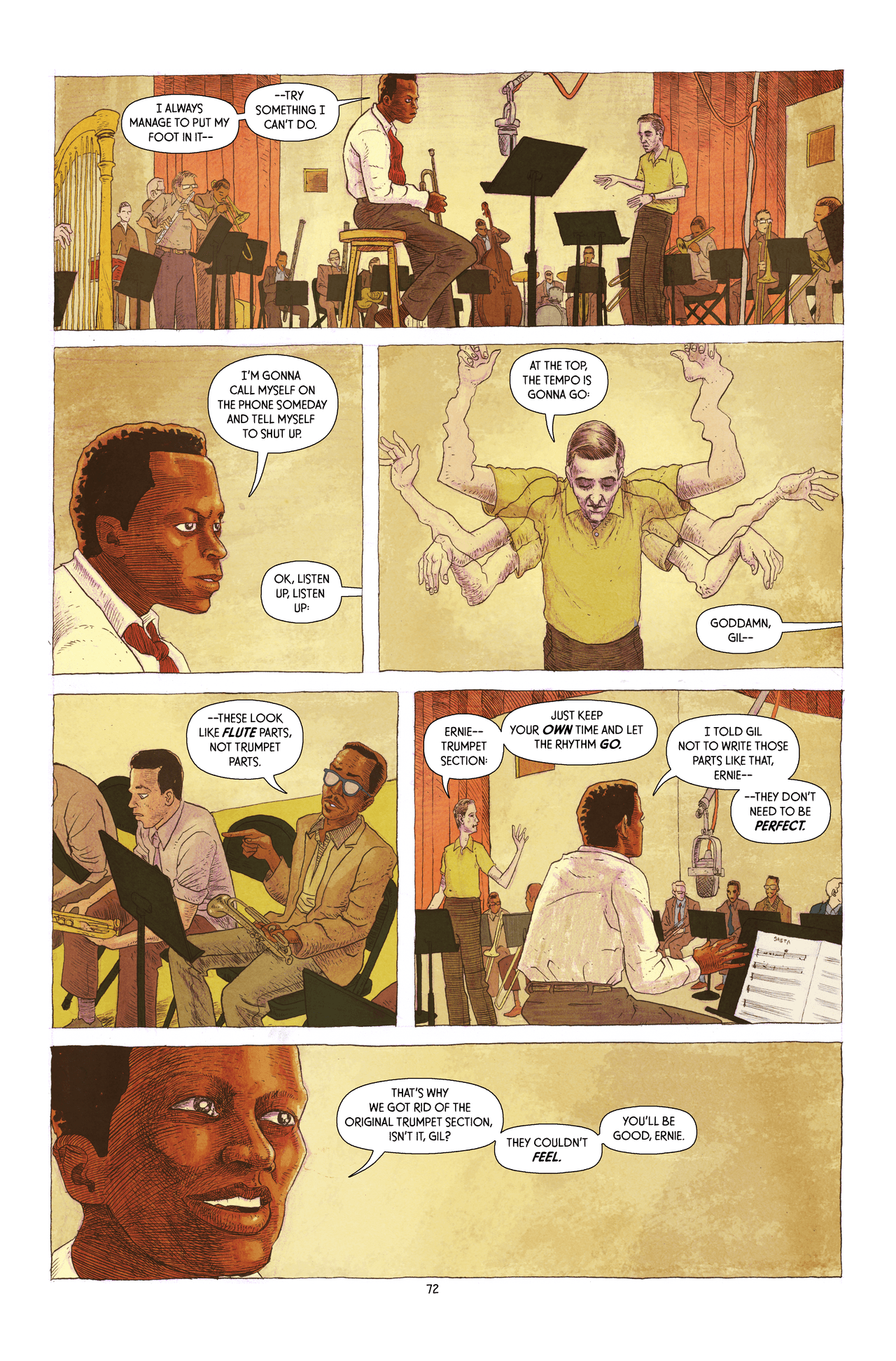 Comics interior page from Miles Davis and the Search for the Sound