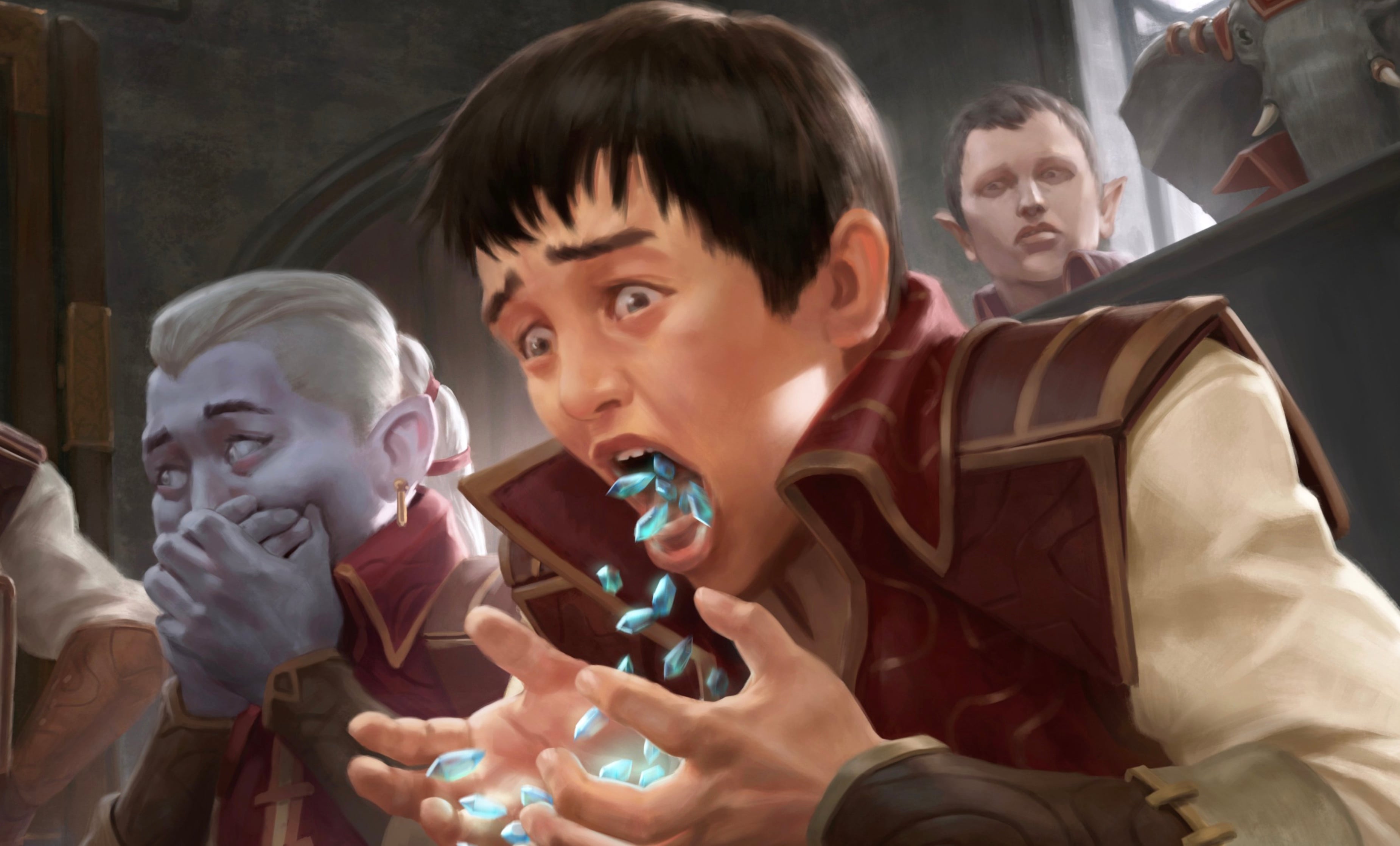 The art from the Monologue Tax card from Commander 2021