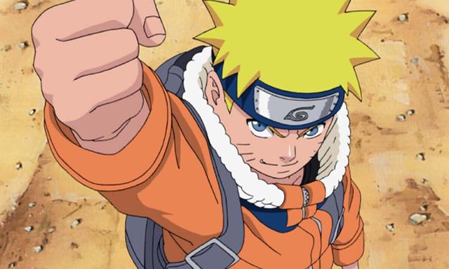 Naruto holding his fist up