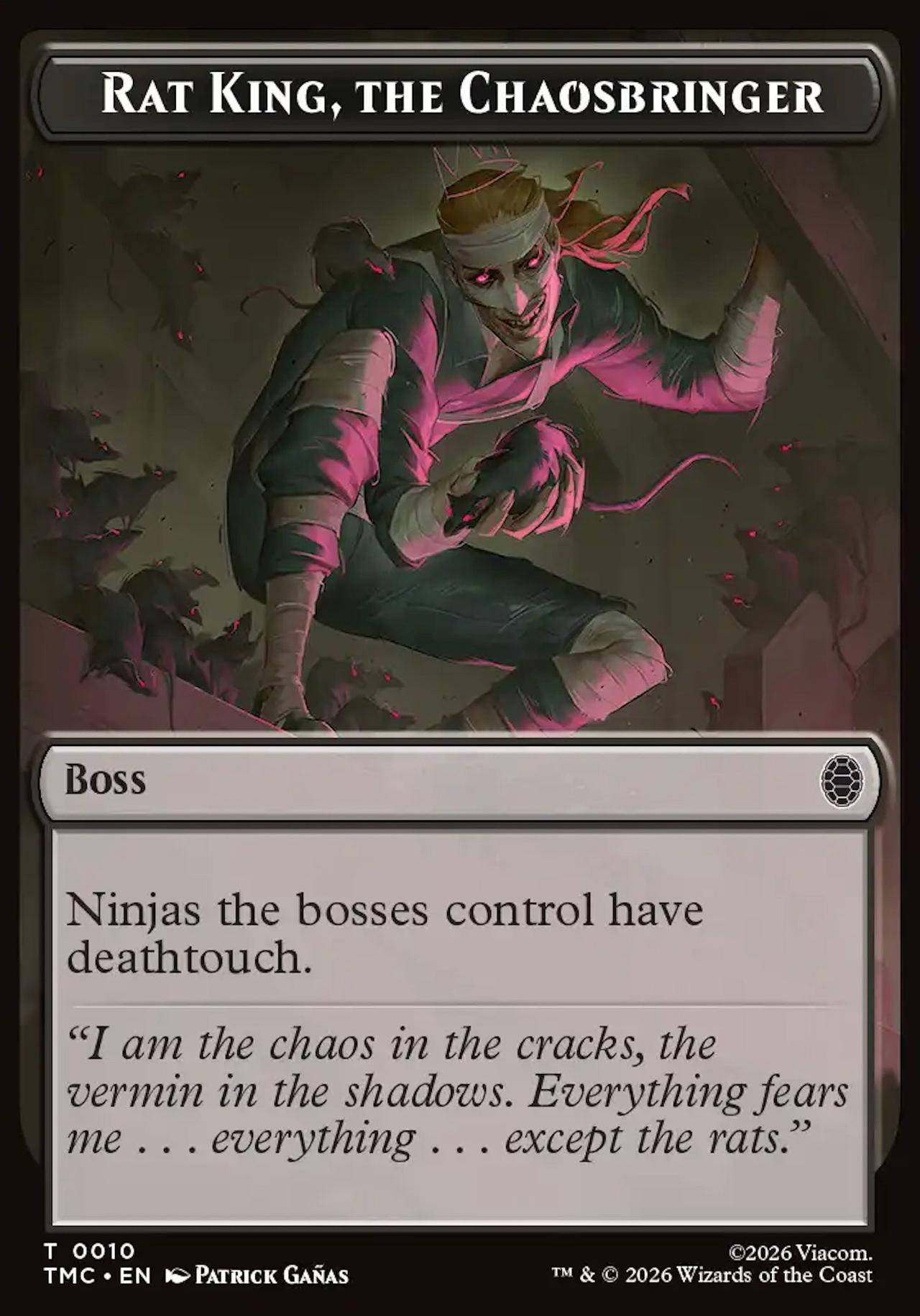 An image of the Rat King, the Chaosbringer card from Magic: The Gathering x Teenage Mutant Ninja Turtles