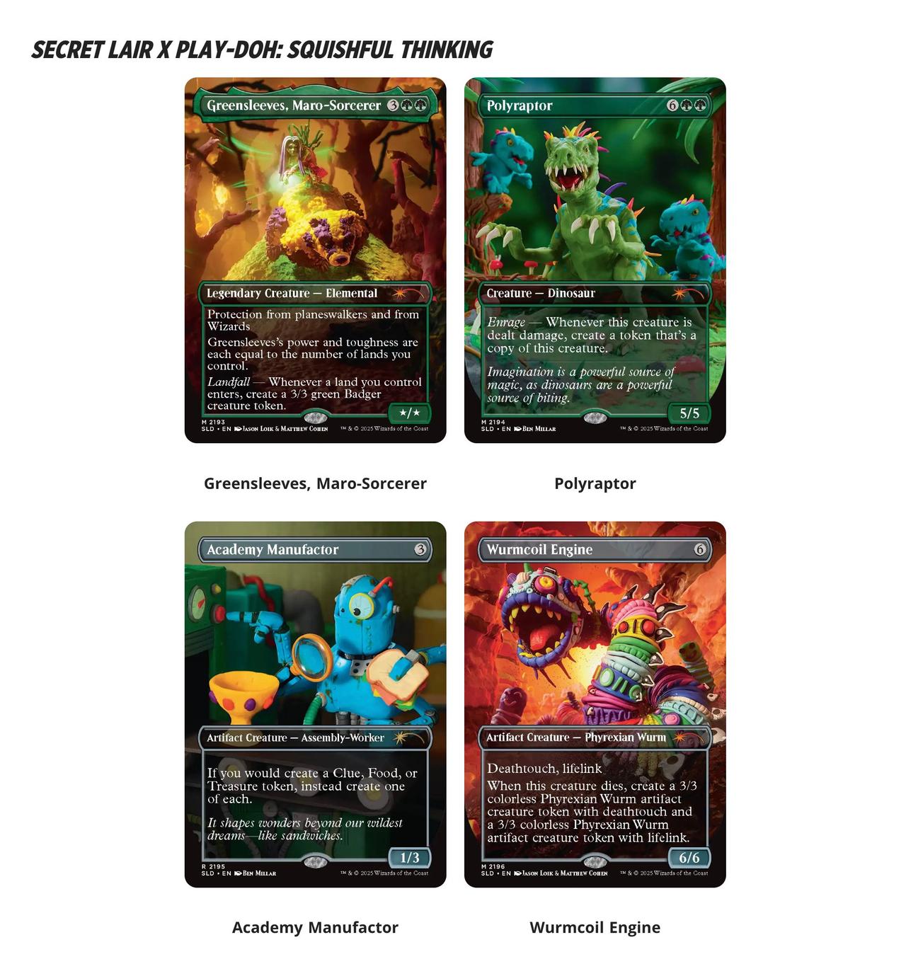 The cards from Secret Lair x Play-Doh: Squishful Thinking