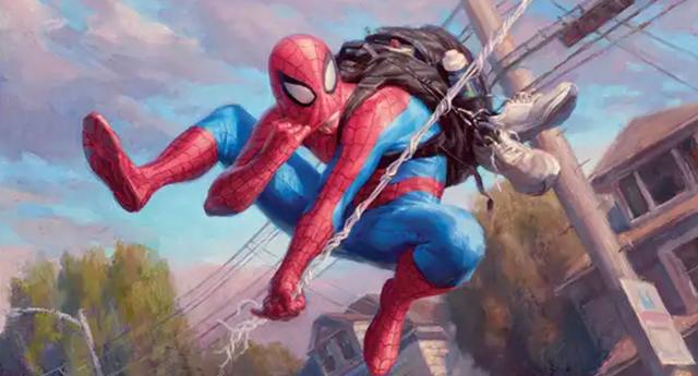 The art for Spider-Man, Web-Slinger from Magic: The Gathering
