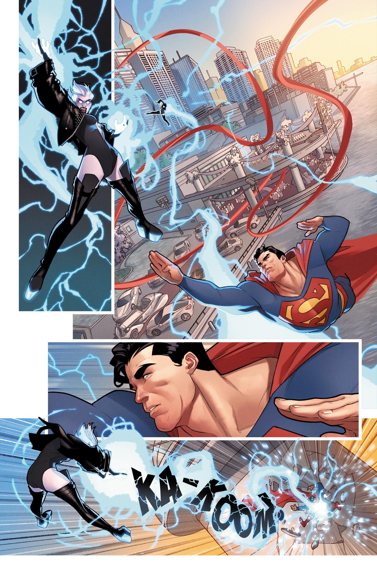 Superman battles Livewire over Metropolis