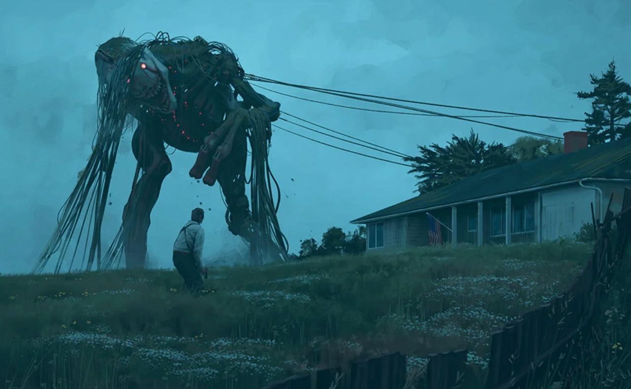 An illustration from The Electric State novel by Simon Stålenhag