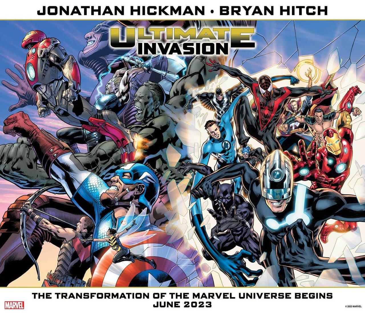 Promotional image for Ultimate Invasion featuring fighting superheroes