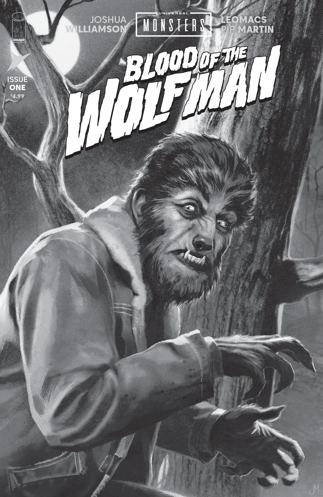Universal Monsters: Blood of the Wolf Man #1 Cover D (1:25 “Classic Horror” B&W) by Joshua Middleton 