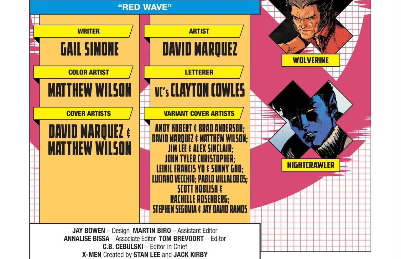 The credits page from Uncanny X-Men #1 (2024)