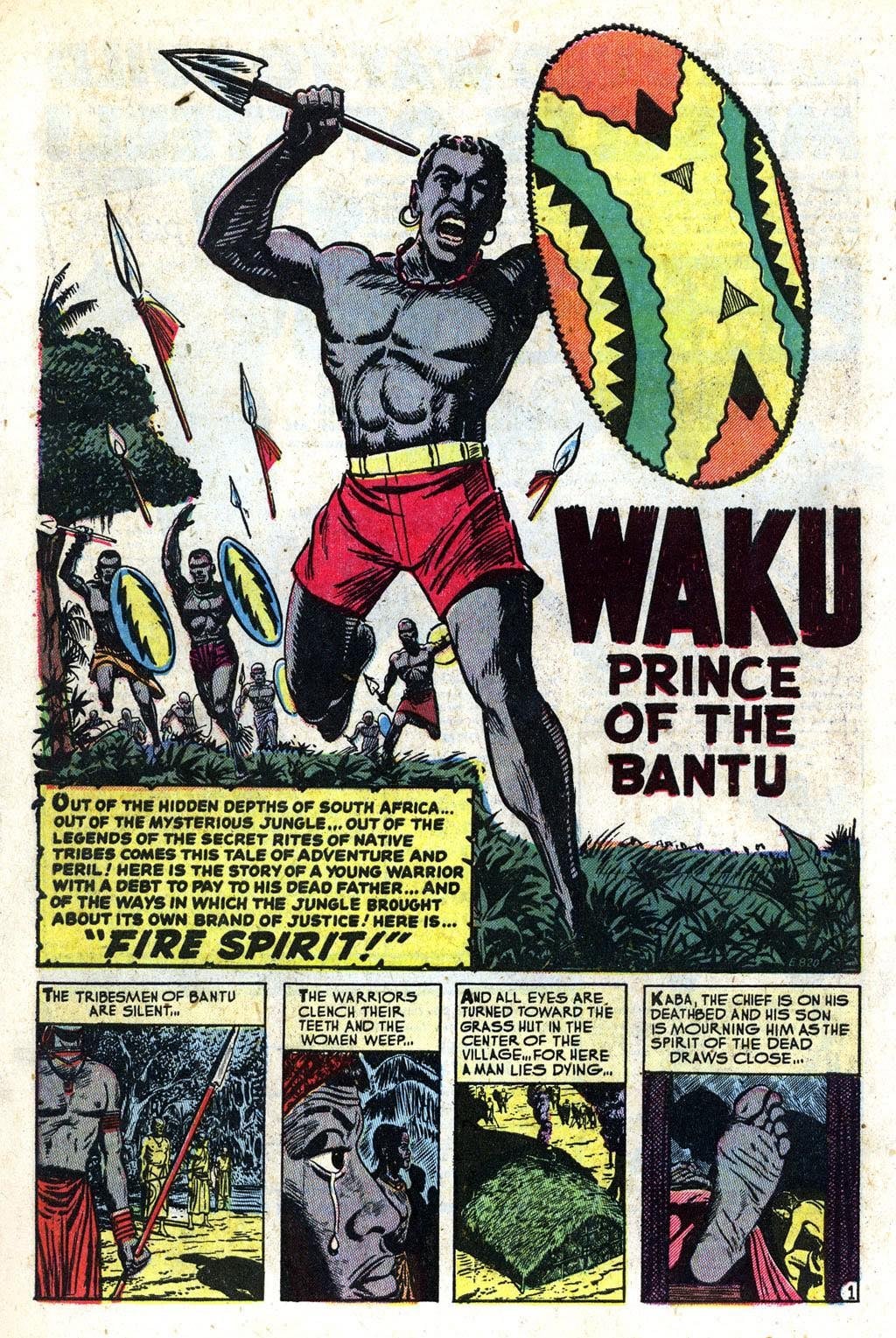 Waku, Prince of the Bantu, the first black character to lead an Atlas comic