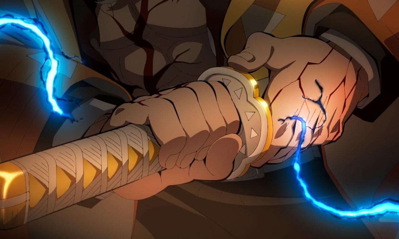 Demon Slayer Infinity Castle Zenitsu Drawing His Sword