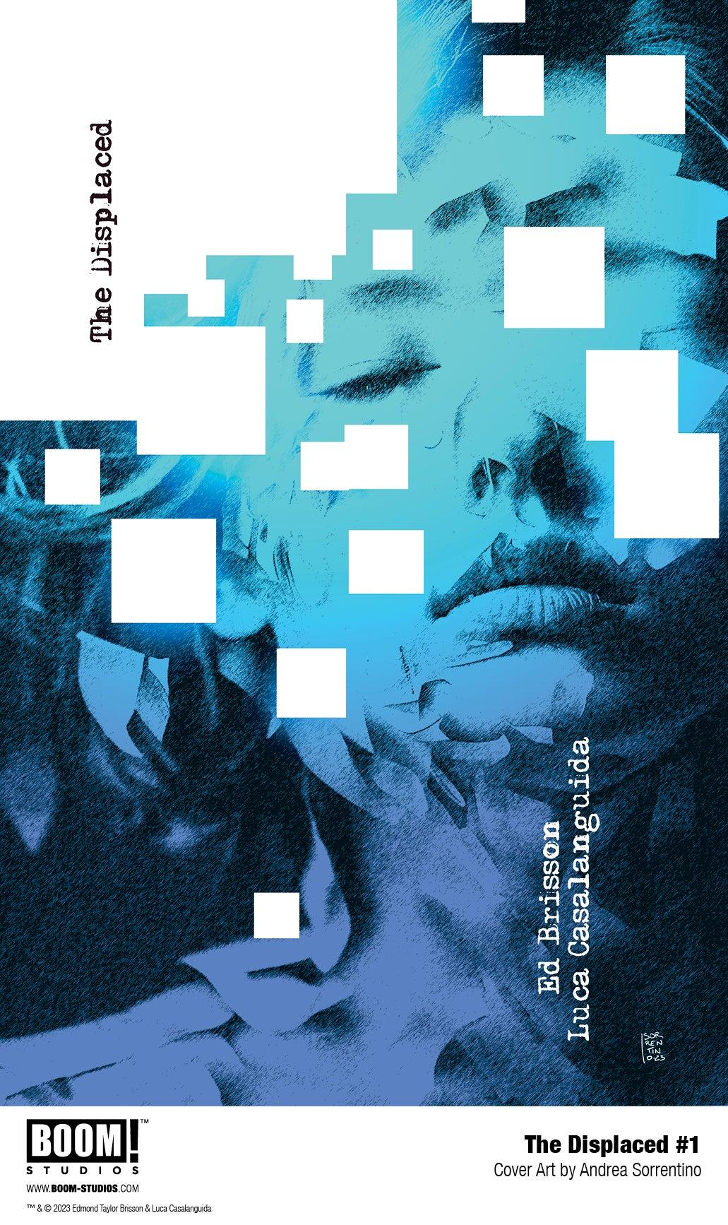 Covers and interior pages from The Displaced