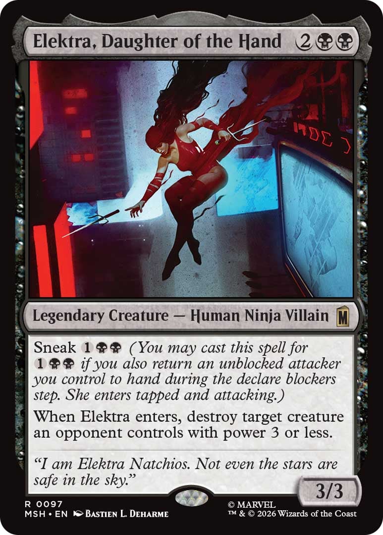 The Elektra, Daughter of the Hand card from Magic: The Gathering x Marvel Super Heroes