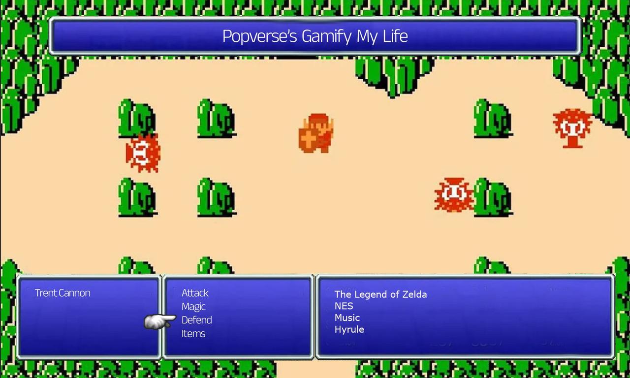 Screenshot from Legend of Zelda with header over it