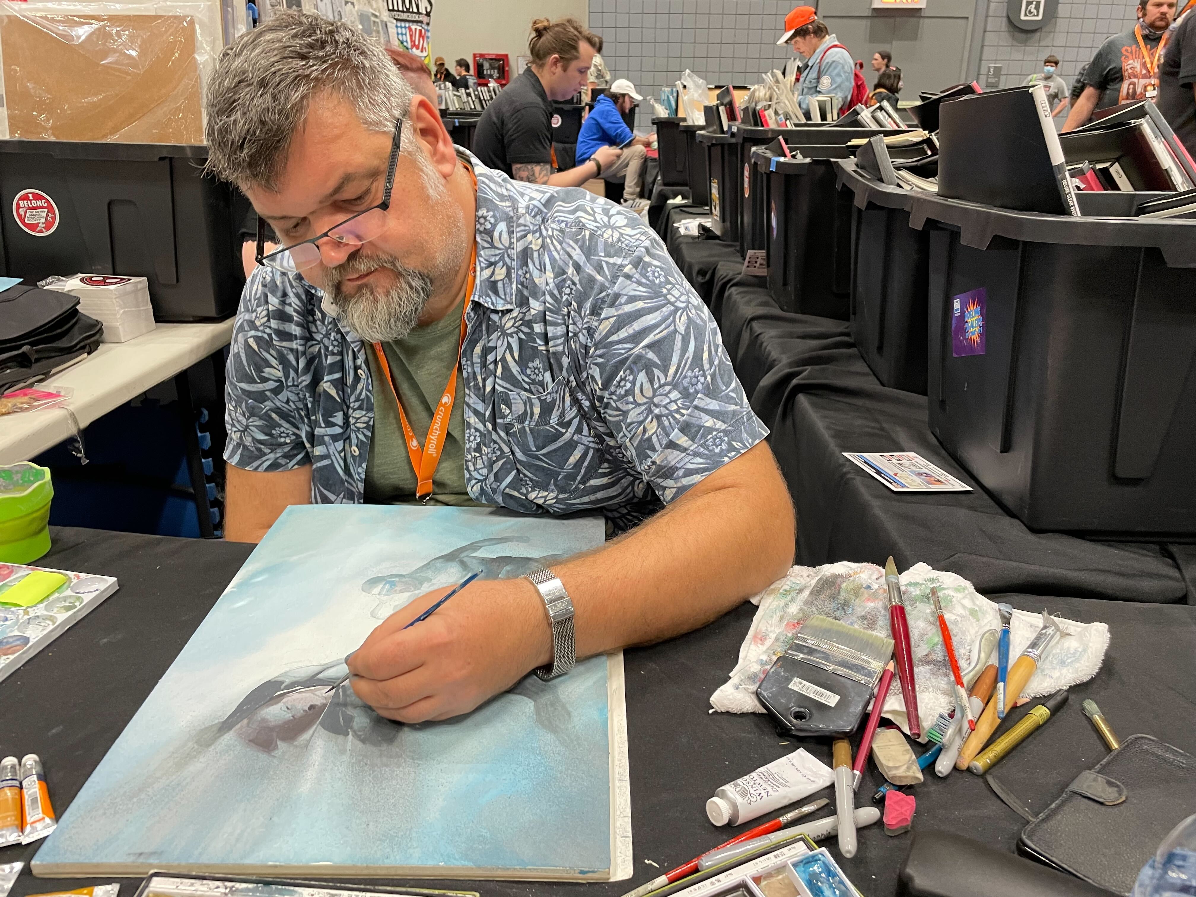 Photograph of Esad Ribic painting