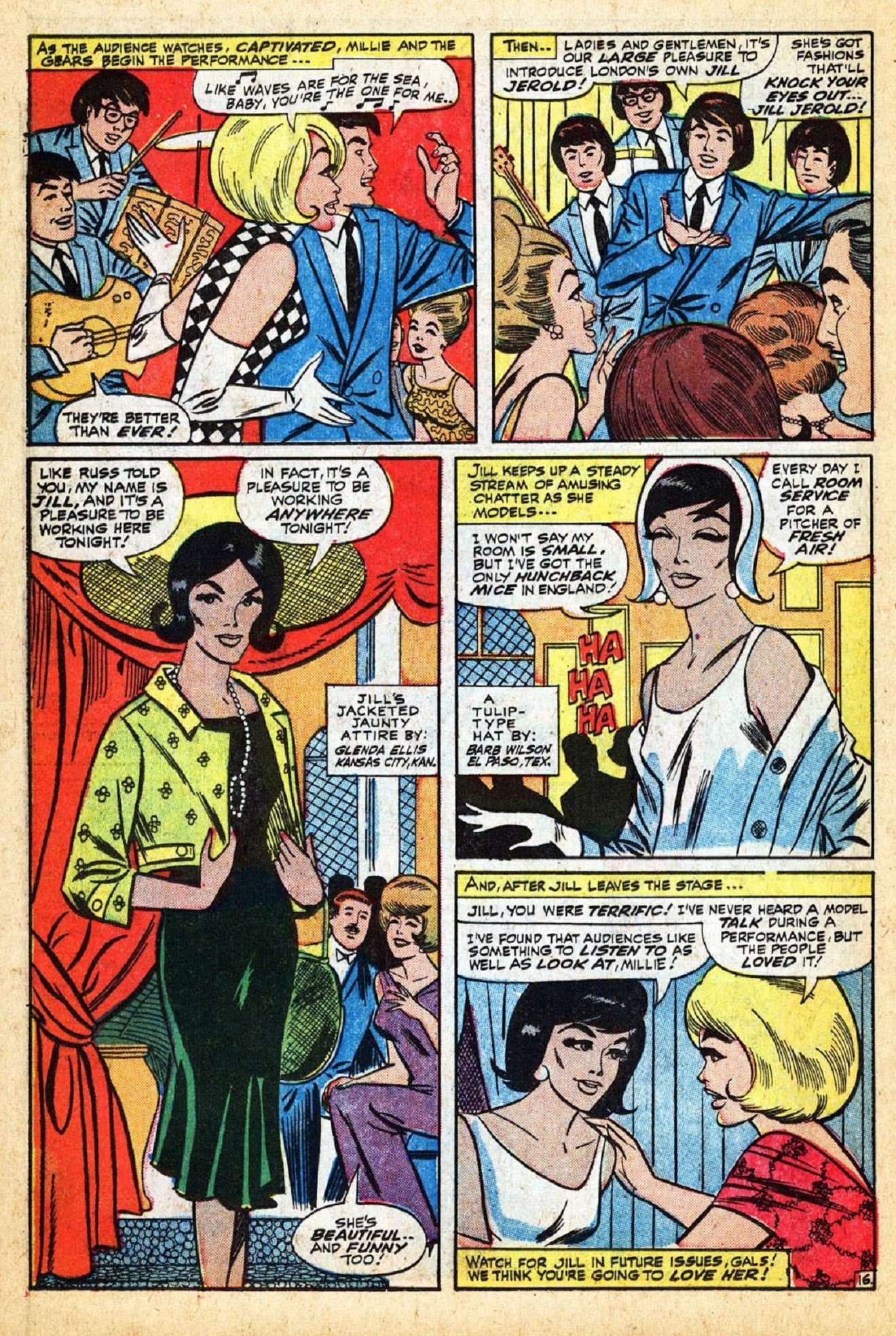 Jill Jerold debut from Millie the Model 141 (art by Stan Goldberg)