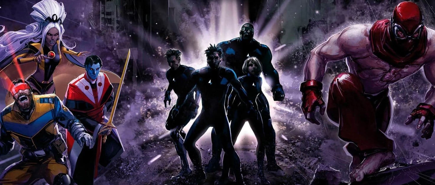 The connecting covers for Midnight X-Men, Midnight Fantastic Four, and Midnight Spider-Man
