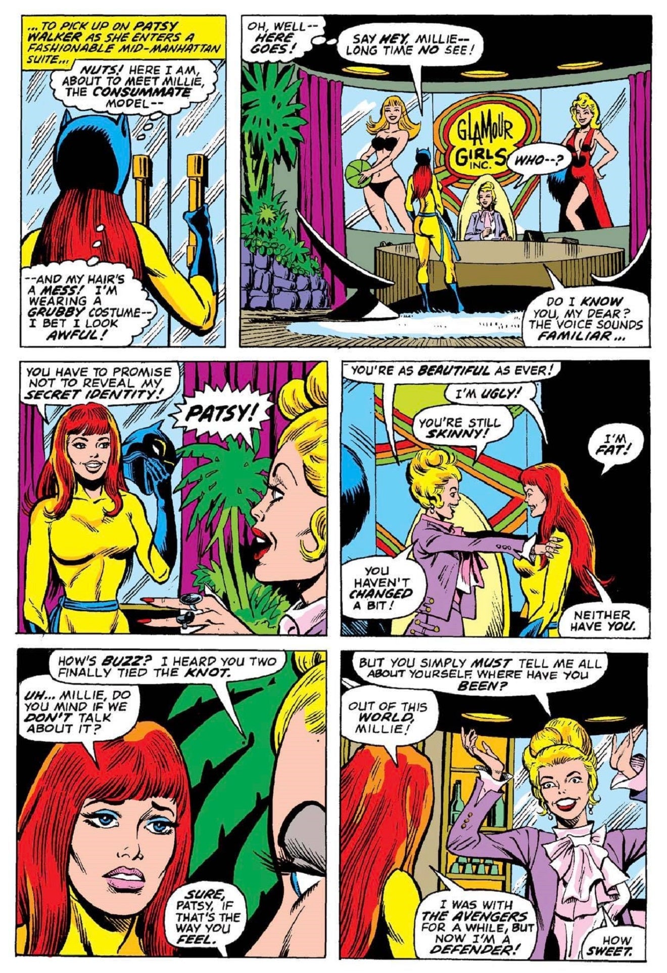 Patsy and Millie reunite in Defenders 65 (art by Don Perlin)