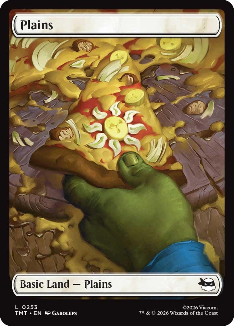 An image of the Plains Basic Land cards in Magic: The Gathering x Teenage Mutant Ninja Turtles