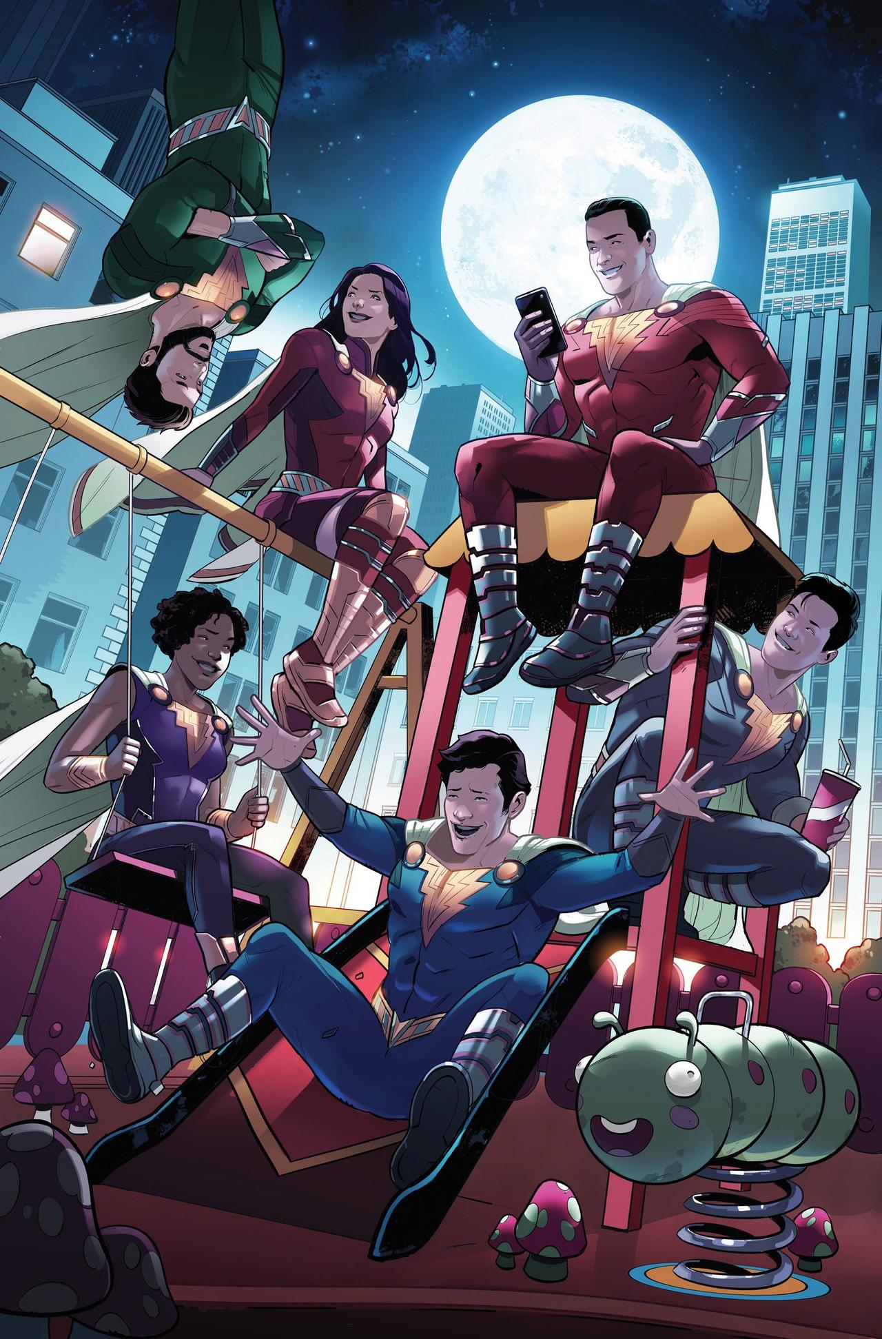 Variant Cover of Shazamily at playground at night