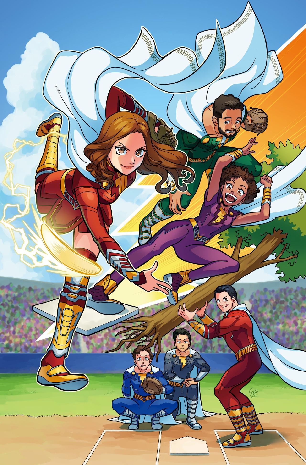 Variant Cover of Shazamily at playing baseball