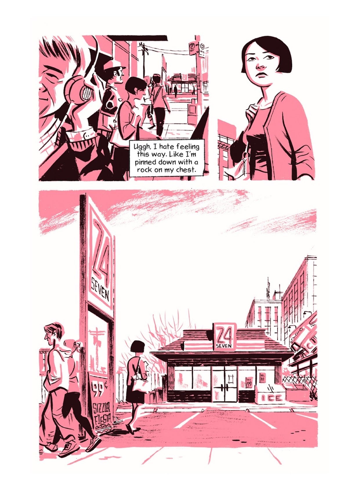 Panels from Michael Cho's "Shoplifter"