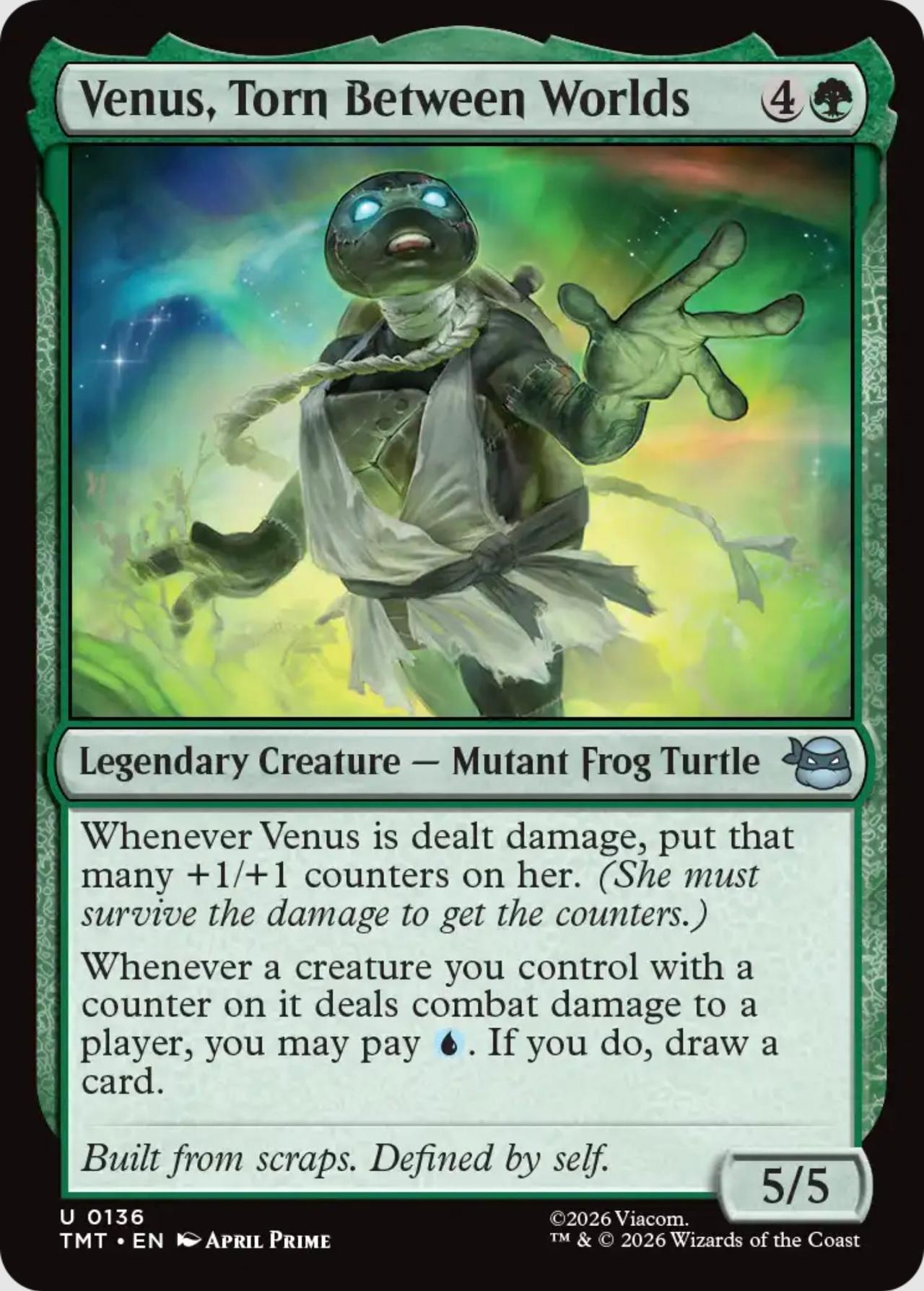 The Venus, Torn Between Worlds card from Magic: The Gathering x Teenage Mutant Ninja Turtles