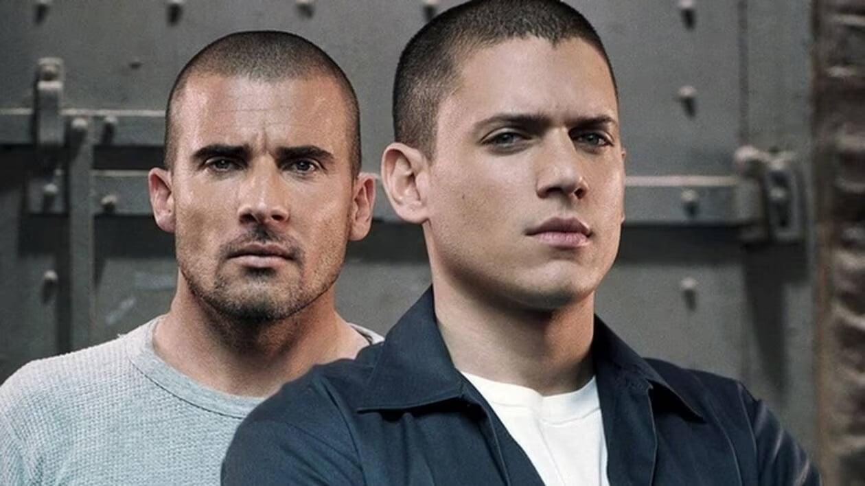 A promotional still of Wentworth Miller and Dominic Purcell in Prison Break